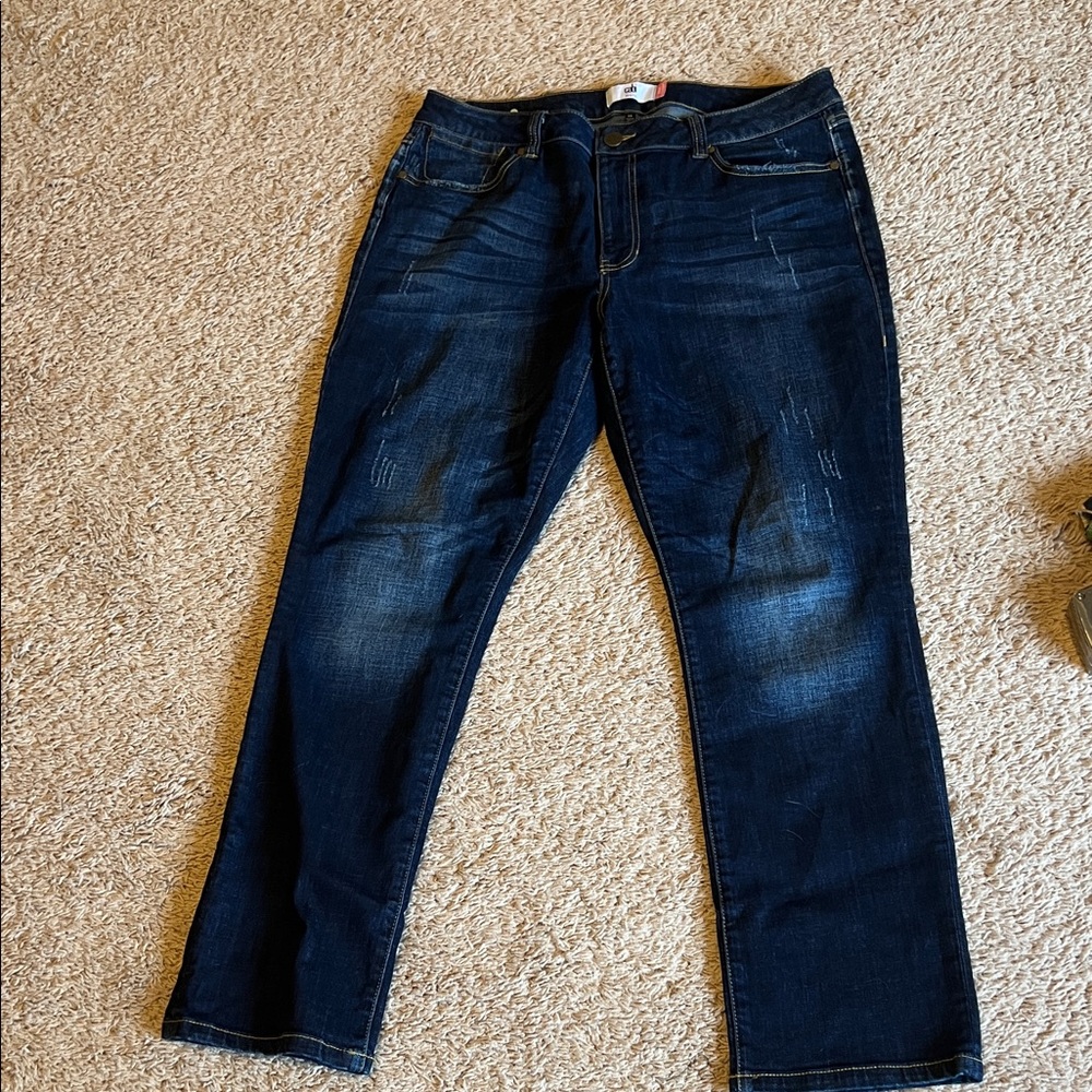 CAbi Deep Indigo Straight Jeans